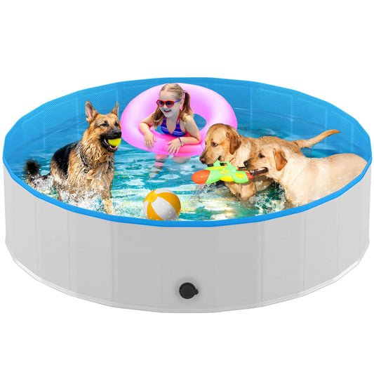Niubya Foldable Round Dog Pool Collapsible Hard Plastic Dog Swimming Pool Portable Bath Tub for Pets Dogs and Cats Pet Wading Pool for Indoor and Outdoor 72 x 12 Inches