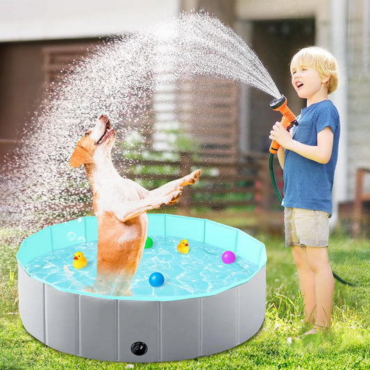 Foldable Dog Pool Kiddie Pool Hard Plastic Pool for Kids Portable Dog Pool PVC Pet Swimming Pool Collapsible Pool Dog Bathing Tub Dog Swimming Pool Suitable for Indoor and Outdoor (32 x8 Inch)